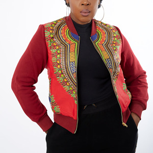 Veste Dashiki pour femmes africaines OEM, veste personnalisée, tissu africain, impression à la cire, veste bomber pour femmes - Product Image 3