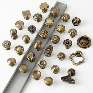 Contemporary 30mm Solid Brass Cabinet <b>Knobs</b> Antique Gold <b>Furniture</b> <b>Handles</b> for Kitchen Dresser Wardrobe Bedroom Drawer Pulls - Product Image 3
