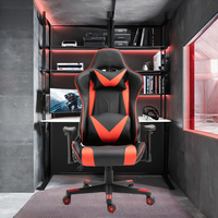 Chaise pivotante convertible en cuir PU de haute qualité Chaise de bureau de jeu haute et confortable avec rembourrage doux et fonction de massage
