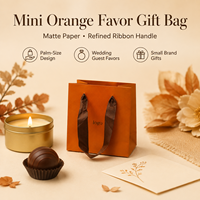 Sac cadeau en papier orange miniature personnalisé avec poignées en ruban pour les cadeaux de mariage, les cadeaux de remerciement pour les invités et les souvenirs de fête