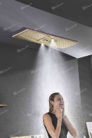Ensemble de douche de luxe en or brossé à 6 fonctions, corps en laiton, système de douche encastré certifié CE, ensemble de douche de pluie encastré au plafond