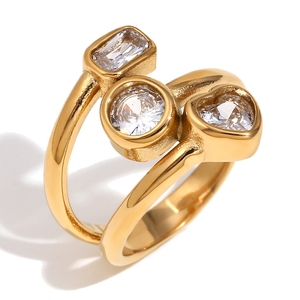 Moda europea y americana, joyería de diseño individualista única, acero inoxidable chapado con oro de 18 quilates geométrico multicapa - Product Image 4