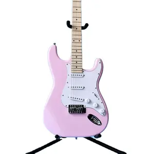 Guitare ZLG 6 cordes couleur rose SSS pick-up chine fournisseur pas cher prix unisexe vente en gros guitare électrique