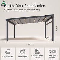 Auvent rétractable ANCSEM, pergola en aluminium, toit motorisé, extension de garage, protection solaire imperméable, utilisable comme abri de voiture en extérieur
