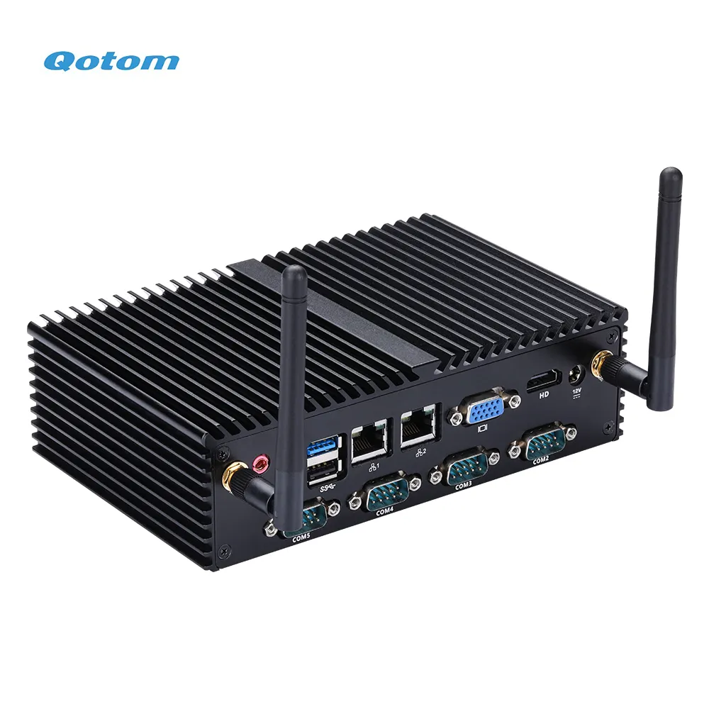 Qotom Máy Tính Công Nghiệp Đa Năng Không Quạt 2.0 GHz Lõi Tứ J1900 Máy Tính Để Bàn Mini