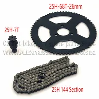 Chaîne 25H 144 maillons avec pignon arrière 68 dents et avant 7 dents 49CC arbre de pignon moteur pour Mini Moto Pocket Bike ATV Quad