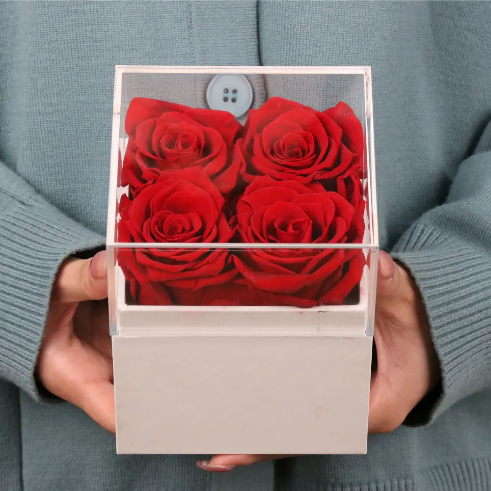 발렌타인 장식 Herzbox 진짜 로젠 꽃꽂이 선물 상자 안정 무한대 영원히 보존 된 장미
