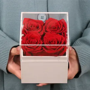 Werkseitig maßgeschneiderte Herzbox Rosen Blumenarrangement-Geschenkbox Für immer ewig konservierte Rosen