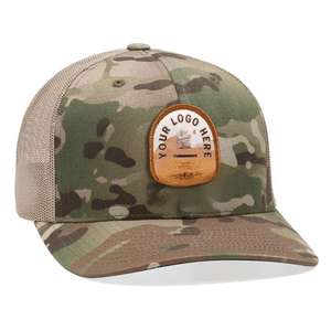 Vietnam Custom Logo 6 Panel 112FP Performance Canvas Trucker Hats Fashionable <b>Camo</b> Printed Hunting Cycling Mesh Trucker <b>Cap</b> - Product Image 3
