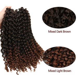 Lady Miranda màu nâu afro kinky xoăn bện phần mở rộng tóc Jerry Curl Crochet tóc 3x bện tóc hỗn hợp màu nâu sẫm để LiG - Product Image 3