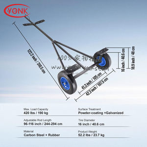 YONK Personnalisable En Acier Au Carbone Bateau Remorque Dolly Longueur Réglable Kayak Bateau À Moteur De Pêche Bateau Transporteur Chariot Plate-Forme OEM - Product Image 3