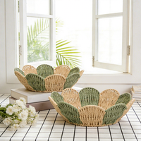 Panier de rangement en corde de papier tressée motif pétale, moderne, minimaliste, personnalisable, écologique, durable, décoratif, plateau à fruits, pour entrée et clés