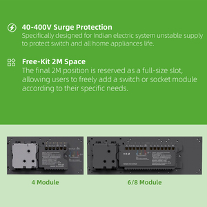 Interrupteur intelligent indien compatible Zigbee Z-wave Matter avec commande vocale, gradation de la lumière, 1 2 3 4 gang, avec prise pour la maison - Product Image 3
