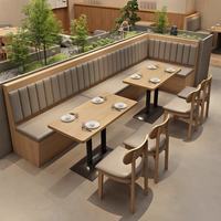Conjunto de Muebles de Comedor Comerciales de Cuero para Restaurante, Sofá Moderno con Mesa y Sillas para Cafetería y Hotel