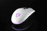 Motspeed V50 Mouse Gaming, Mouse optik bersinar ergonomis Logo kustom 6400 DPI berkabel RGB ringan