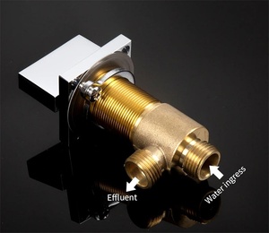 Robinet <span class=keywords><strong>de</strong></span> bain en laiton chromé à 3 pièces avec cartouches en céramique, ensemble <span class=keywords><strong>de</strong></span> <span class=keywords><strong>douche</strong></span> pour salle <span class=keywords><strong>de</strong></span> bain, <span class=keywords><strong>cabine</strong></span> ou hammam (poignée carrée), mélangeur - Product Image 5