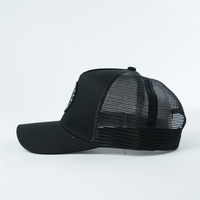 Custom Black 5 Panel Mesh Cap Back Golfhoed, Curve Rand 5 Panel Trucker Hoeden Met Geweven Patch