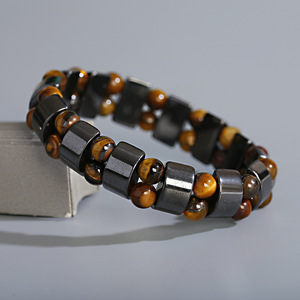 Braccialetti da <span class=keywords><strong>uomo</strong></span> alla moda in ematite naturale, braccialetto con <span class=keywords><strong>perline</strong></span> fatte a mano -2 ST037 - Product Image 2