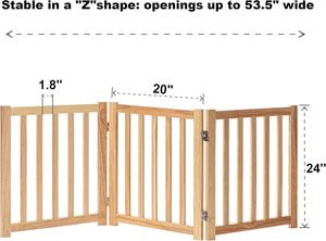Barrière pour chien pliable en bois, autoportante, pour couloirs intérieurs, barrière pour chien d'intérieur pour chiens de petite à moyenne taille - Product Image 3