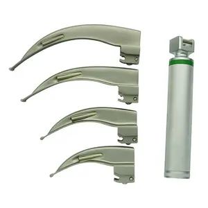 Laryngoscope en métal solide Macintosh 4x lames incurvées ensemble conventionnel examen de diagnostic médical