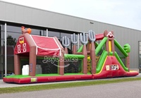 Parcours d'obstacles gonflable commercial personnalisé avec logo pour enfants et adultes, idéal pour événements extérieurs et locations de fêtes