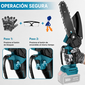 Sierra Eléctrica Pequeña Profesional, Sierra de Cadena Portátil con Batería de Litio, <span class=keywords><strong>Mini</strong></span> <span class=keywords><strong>Motosierra</strong></span> Inalámbrica de 6 Pulgadas, Herramienta de Jardín - Product Image 3