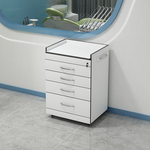 ตู้เคลื่อนที่สำหรับทันตกรรมแบบสี่ลิ้นชัก พร้อมโต๊ะทำงานด้านข้างสำหรับใช้ในคลินิก - Product Image 3