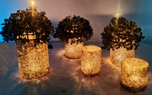 Nouveau Pot en Verre Vide Cylindrique de Luxe Personnalisé, Fait Main, Multi-Usages, Décoration d'Intérieur, Mosaïque Argentée, Qualité Supérieure, Meilleures Ventes - Product Image 2
