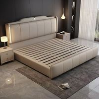 Ensemble de lit king-size moderne avec rangement, revêtement en cuir souple et cadre en bois de luxe pour les chambres d'hôtel