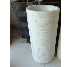 Lavabo sur pied en marbre naturel de luxe pour salle de bain, design artistique fait main - Product Image 1