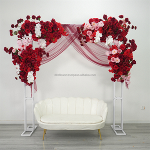 DKB Best Selling High Quality Silk Rose Red Artificial <b>Flower</b> Arrangement Wedding Arch Backdrop <b>Flower</b> Panel - Product Image 1