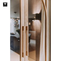 Portes en bois massif de dernière conception, verre trempé, cloison personnalisée étanche, écran en nylon en bois massif, prix d'usine