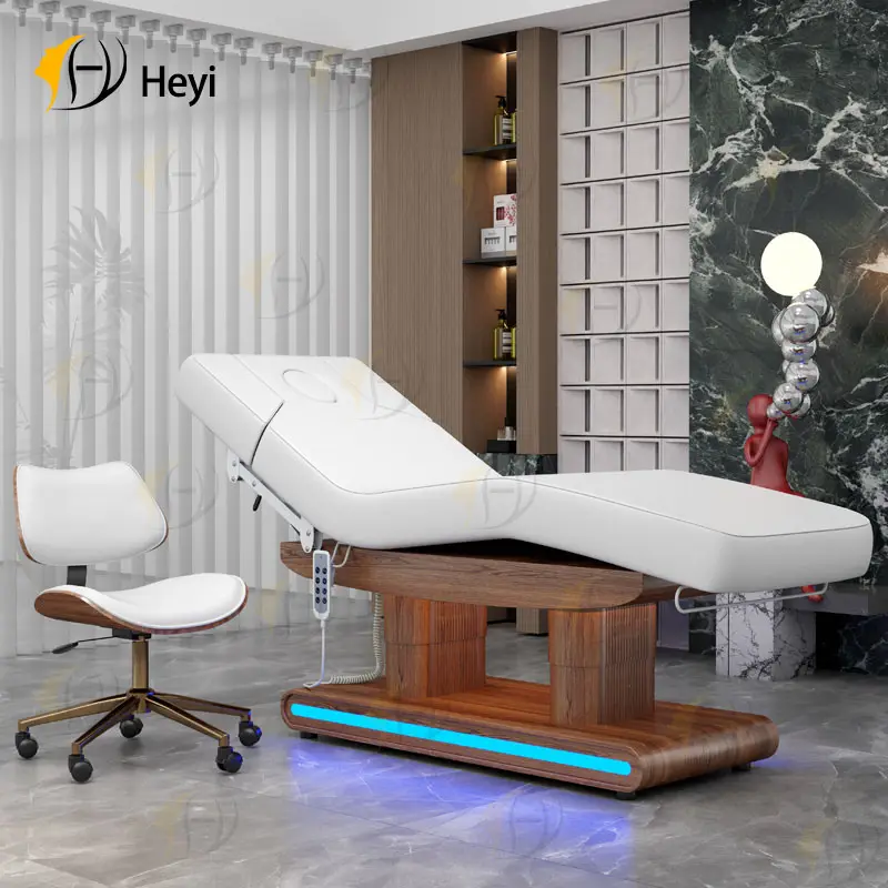 Luxe Thai Spa Synthetisch Lederen Schoonheidssalon Gebogen Lash Bed Stoel Elektrische 4 Motoren Massagebed Tafel