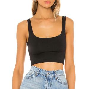 Wholesale High Quality OEM Custom Jersey Short Eco-Friendly Breathable Stretch Women Scoop Neck <b>Crop</b> Tank <b>Top</b> Mujer - Product Image 1