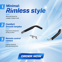 Lunettes de traduction intelligentes IA avec détection de port, contrôle tactile automatique, réglage du volume par glissement, appels mains libres et chargement magnétique