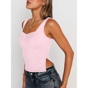 Personnalisé Taille Unique Reine Femmes D'été Crop Tops Mignon Dos Nu Débardeurs pour Les Adolescents De Base Respirant Tricoté Vêtements Style Y2K - Product Image 5