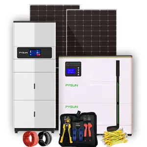 घरेलू उपयोग के लिए पिथेड रूफ 10KW 5KWh LiFePO4 बैटरी एनर्जी स्टोर के साथ PYSUN 10KVA हाइब्रिड सौर ऊर्जा प्रणाली
