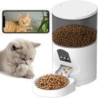 Distributeur automatique de nourriture pour animaux Antela 6L avec caméra 3MP, contrôle WiFi, rechargeable, blanc, en plastique, forme arrondie, prise européenne, écran LCD, affichage de l'heure