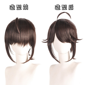 Peluca de cosplay para el <span class=keywords><strong>personaje</strong></span> <span class=keywords><strong>Luca</strong></span>, el prisionero de la Quinta Personalidad, con el cabello peinado y atado en la parte superior. - Product Image 2