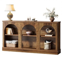 Table console de style farmhouse avec rangement à 3 niveaux, table de canapé rectangulaire en bois, pieds réglables pour l'entrée