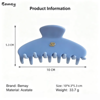 Pince à cheveux en acétate de cellulose Bemay de haute qualité, étiquette dorée, personnalisable, pour femme, pince à tresses élégante