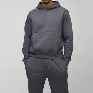 <b>Men</b> Cropped Hoodie Jogger Two Piece <b>Set</b> Drawstring Waist Fleece Tracksuit Pocket Design Daily Wear Bulk Order Custom Embroidery - Product Image 3