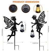 Lampes solaires de jardin féeriques pour l'extérieur, lot de 2 lanternes suspendues, piquets lumineux LED à lumière chaude, étanches, en fer thermolaqué, installation facile