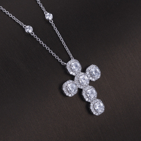 Collier pendentif croix en or 14k 18k avec diamant de laboratoire véritable, bijoux hip-hop Messi Gems pour hommes