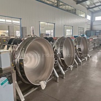 Grande marmite de cuisson industrielle en acier inoxydable 304 avec agitateur, type cuiseur vapeur à double enveloppe pour usine de transformation alimentaire