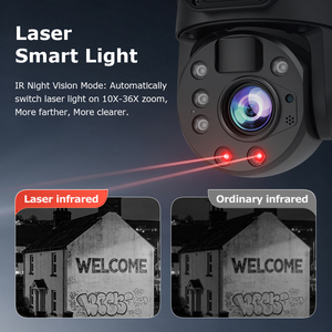 10MP Dual Lens Solar 4G PTZ Security Camera 36X Optical Zoom AOV 24 Hours <b>Recording</b> Red Blue Light Alarm Metal Ball Housing PIR - Product Image 3