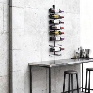 Estante para vino de hierro forjado montado en la pared, resistente al óxido, color negro, para almacenamiento en bares, cocinas y fiestas, capacidad para 7 botellas - Product Image 3