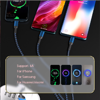 Kabel Data Pengisi Daya Super 3-in-1 100W 6A Tipe-C Pengisi Daya Cepat USB Mikro Sudut Kanan untuk iPhone /-Printer Tembaga Murni