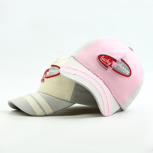 Casquette de baseball brodée rose et <span class=keywords><strong>gris</strong></span> porte-bonheur, casquette snapback ajustable en coton vieilli pour <span class=keywords><strong>femme</strong></span> - Product Image 1
