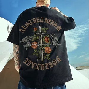 American Graffiti Spray Painted Shoulder Pad T-shirt para hombres, Summer Cool y High-end Men's Model Camisa de <span class=keywords><strong>manga</strong></span> <span class=keywords><strong>corta</strong></span> - Product Image 6